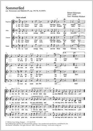 Sommerlied; Gute Nacht Score