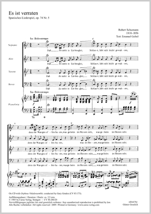 Robert Schumann: Es ist verraten - Noten | Carus-Verlag