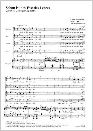 Schön ist das Fest des Lenzes aus: Minnespiel, op. 101 Score