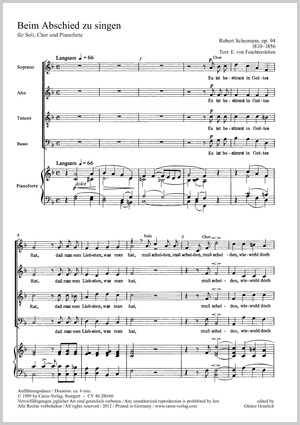 Robert Schumann: Beim Abschied zu singen - Noten | Carus-Verlag