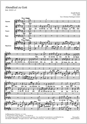 Joseph Haydn Abendlied Zu Gott Sheet Music Buy Choral Sheet Music