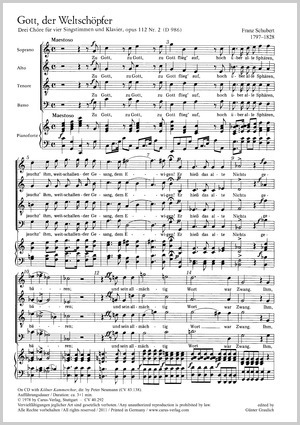 Gott, der Weltschöpfer; Hymne an den Unendlichen Partition