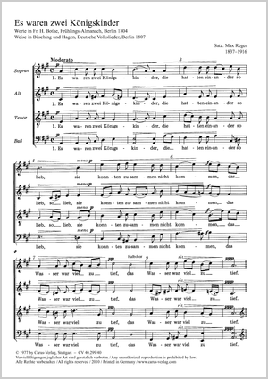Es waren zwei Königskinder; Ich hab’ die Nacht geträumet Score