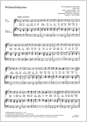 Zwei Weihnachtschorsätze von Mendelssohn Bartholdy und Thiel Partitur