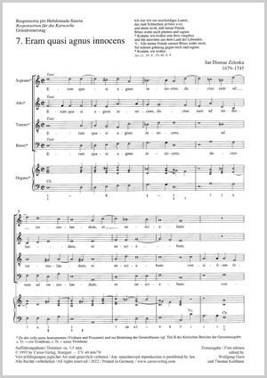 Eram quasi agnus aus: Responsoria pro hebdomada sancta Score, First edition