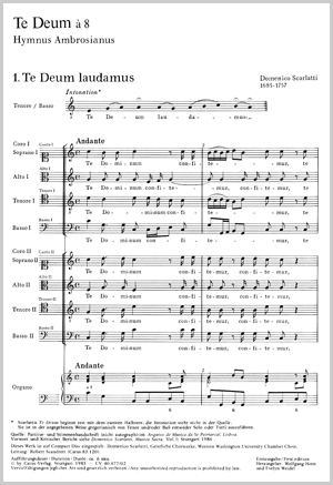 Domenico Scarlatti: Te Deum à 8 - Noten | Carus-Verlag