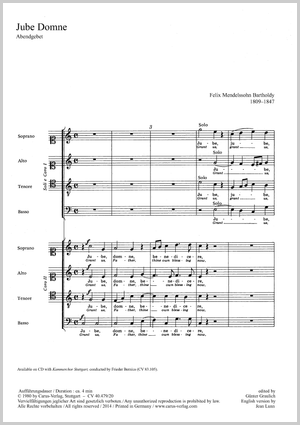 Felix Mendelssohn Bartholdy: Jube Dom'ne - Noten | Carus-Verlag