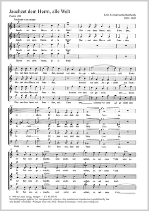 Jauchzet dem Herrn (Psalm 100) Partitur