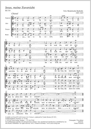Jesus, meine Zuversicht Score, First edition