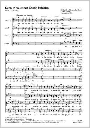 Felix Mendelssohn Bartholdy: Denn er hat seinen Engeln befohlen - Sheet music | Carus-Verlag
