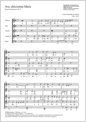 Ave, dulcissima Maria Partitur