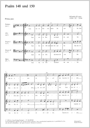 Psalm 148 und 150 Laudate Dominum. Aus: Die sieben Bußpsalmen Partitur