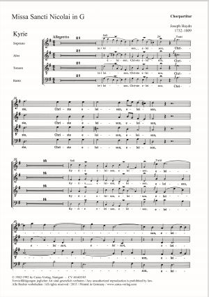 Joseph Haydn: Missa Sti. Nicolai en sol majeur - Partition | Carus-Verlag
