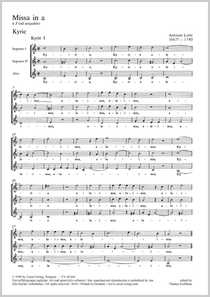 Antonio Lotti: Missa in a - Noten | Carus-Verlag