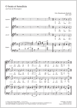 Felix Mendelssohn Bartholdy: O beata et benedicta - Noten | Carus-Verlag