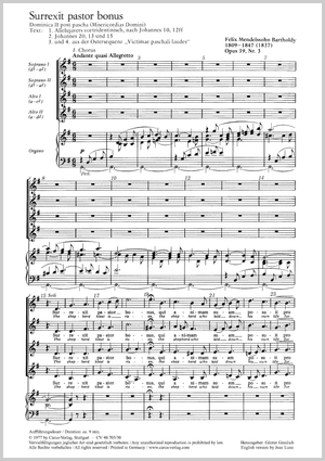 Felix Mendelssohn Bartholdy: Surrexit pastor bonus - Noten | Carus-Verlag