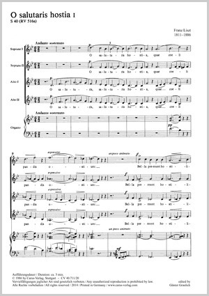 Franz Liszt: O salutaris hostia - Noten | Carus-Verlag