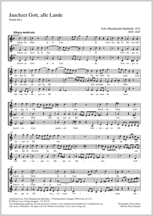 Felix Mendelssohn Bartholdy: Jauchzet Gott, alle Lande - Noten | Carus-Verlag