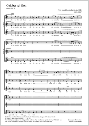 Felix Mendelssohn Bartholdy: Gelobet sei Gott - Noten | Carus-Verlag