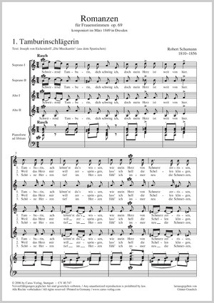 Robert Schumann: Romanzen für Frauenstimmen op. 69 - Noten | Carus-Verlag
