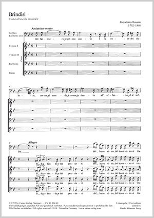 Brindisi Partitur, Erstausgabe