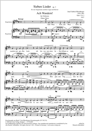 Sieben Lieder op. 3 Partition