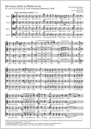 Der Jonas kehrt im Walfisch ein aus: In der Zechstube. Fünf heitere Gesänge Score