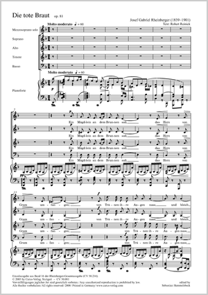 Die tote Braut Score, In dieser Ausgabe / in this edition: Solo Ms, Coro SATB, Pfte