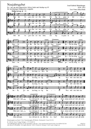 Prière de la nouvelle année extrait de : De la vie des chanteurs. Sept lieder et chants Partition
