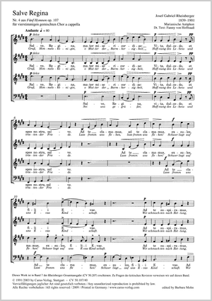 Josef Gabriel Rheinberger: Salve Regina (Gruß, Himmelskönigin) - Noten | Carus-Verlag