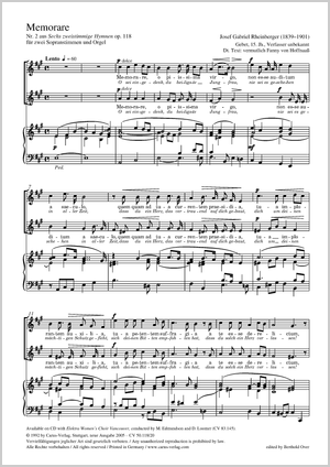 Thumbnail: Josef Gabriel Rheinberger: Memorare
