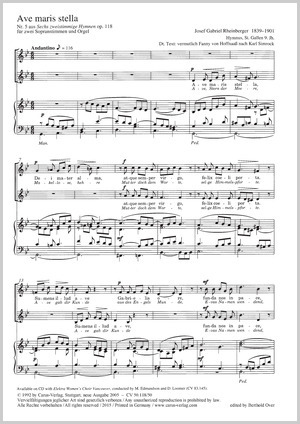 Thumbnail: Josef Gabriel Rheinberger: Ave maris stella (Ave, Stern der Meere)