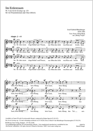 Thumbnail: Josef Gabriel Rheinberger: Gute Nacht; Im Erdenraum