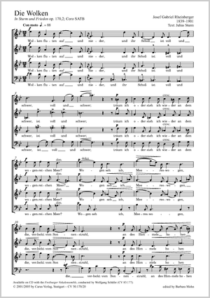 Die Wolken aus: In Sturm und Frieden. Acht Lieder und Gesänge Score