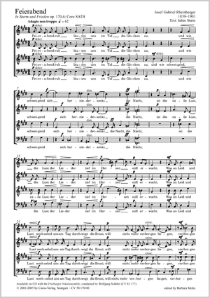 Feierabend aus: In Sturm und Frieden. Acht Lieder und Gesänge Score