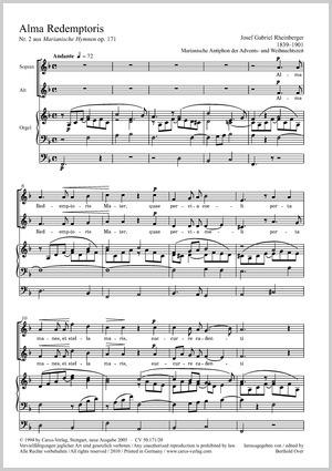 Thumbnail: Josef Gabriel Rheinberger: Alma redemptoris mater
