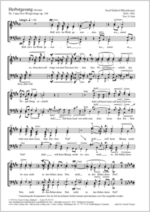 Chant d'automne extrait de :Trois chants de pari Partition, édition séparée avec recueil de musique chorale