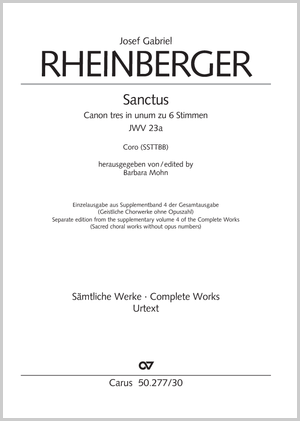 Canon tres in unum for 6 voices Score, separate edition from complete edition
