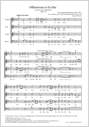 Offertorium en mi bémol majeur JWV 74 Partition, édition séparée avec editions complètes