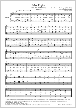 Chorale with organ accompaniment Score, separate edition from complete edition