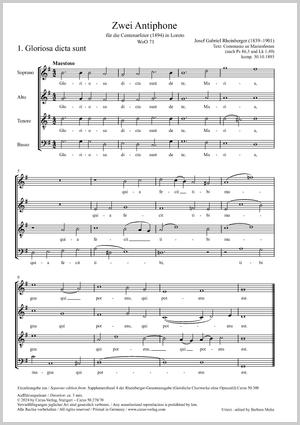 Josef Gabriel Rheinberger: Zwei Antiphone - Noten | Carus-Verlag