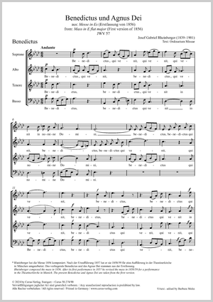 Benedictus et Agnus Dei JWV 57 de: Messe en mi bémol, première version de 1856 Partition, édition séparée avec editions complètes