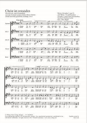 Thumbnail: Max Reger: Christ ist erstanden; Schönster Herr Jesu; Ich wollt, daß ich daheime wäre; Mitten im Leben