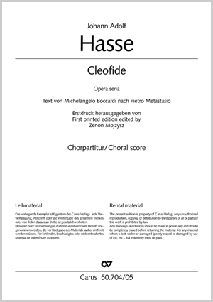 Johann Adolf Hasse: Cleofide - Sheet music | Carus-Verlag