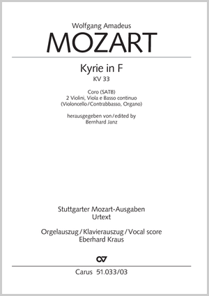Kyrie in F major Vocal score, also reduction pour organ