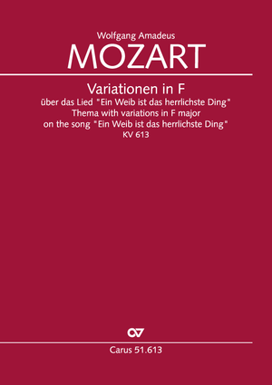 Thema with variations in F major on the song "Ein Weib ist das herrlichste Ding" Score