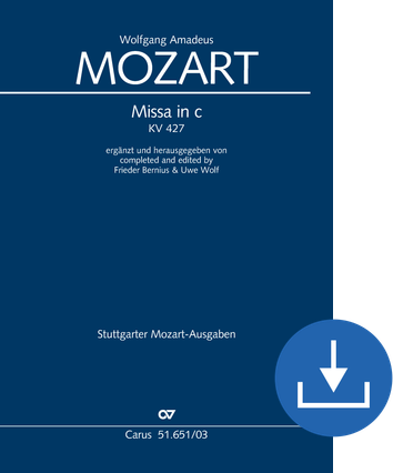 Missa in c (Bernius/Wolf version) completed and edited by Frieder Bernius & Uwe Wolf Vocal score digital (download), pdf file