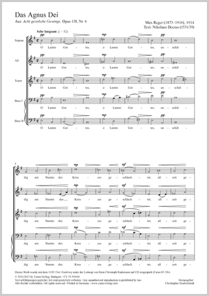 Max Reger: Das Agnus Dei - Noten | Carus-Verlag
