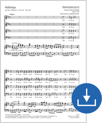 Alleluia extrait de l'oratorio : Le Messie Réduction piano-chant (téléchargement), fichier pdf, anglais