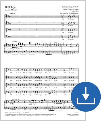 Alleluia extrait de l'oratorio : Le Messie Réduction piano-chant (téléchargement), fichier pdf, allemand